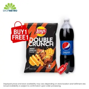 Buy 1 Lay's Double Crunch Smokin Barbecue 170g Free 1 Pepsi 1.5L or Mt Dew 1.5L