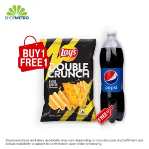 Buy 1 Lay's Double Crunch Extra Cheese 170g Free 1 Pepsi 1.5L or Mt Dew 1.5L