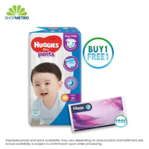 Buy 1 Huggies Dry Eco Medium 34's Free Kleenex Facial Tissue 2Ply 60Pulls