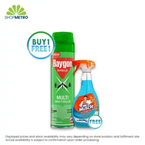 Buy 1 Baygon Multi-Insect Aero Water Based 500ml Free Mr Muscle Glass Cleaner 500ml