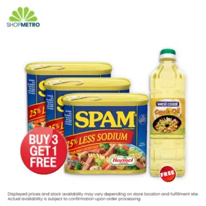 Buy 3 Spam Luncheon Meat 25% Less Sodium 12oz Free West Coast Vegetable Oil 1L